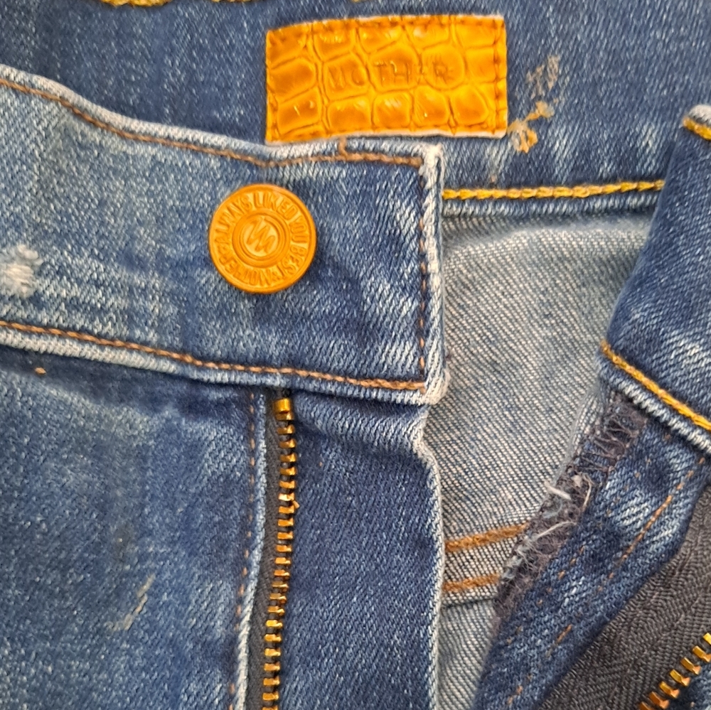 Mother Dark Blue Tequila Truth Denim The Dropout Cotton Blend Jeans USA Size 28 - Picture 6 of 12